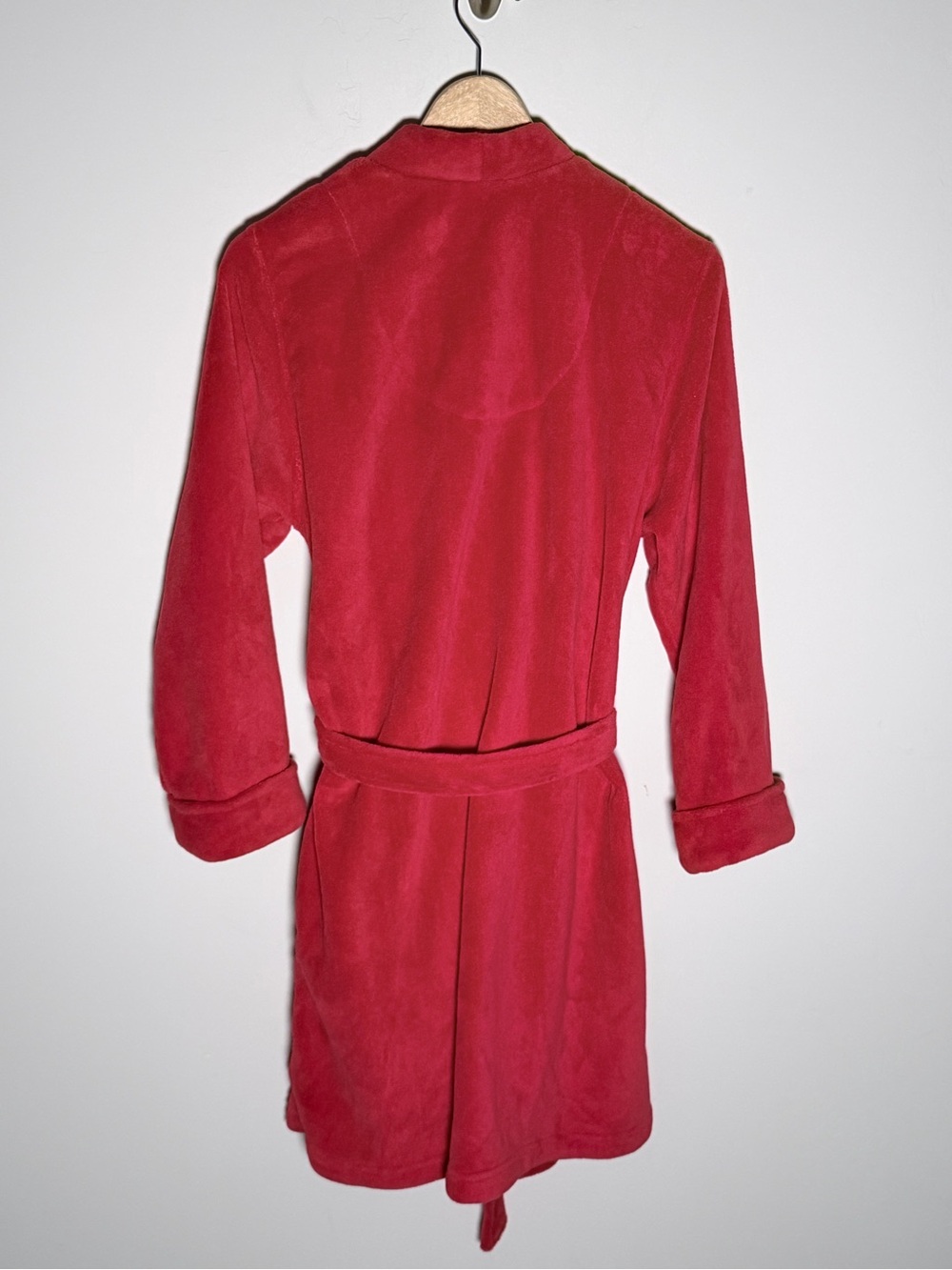 Ralph Lauren Red Plush Wrap Robe with Belt - Picture 6 of 7